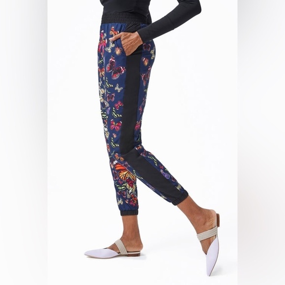 Terez Blue Pink Red kaleidoscope butterfly jogger RipStop Track Pants Sz L - Picture 5 of 15